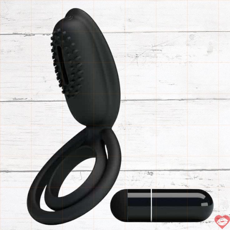 Pretty Love Esther Cock Ring Clit Stim Đen