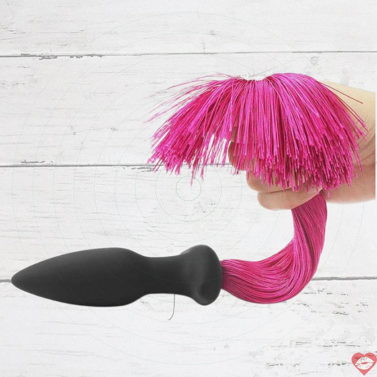 Anal Plug LoveToy Pony Tail Đen Hồng Đuôi Ngựa