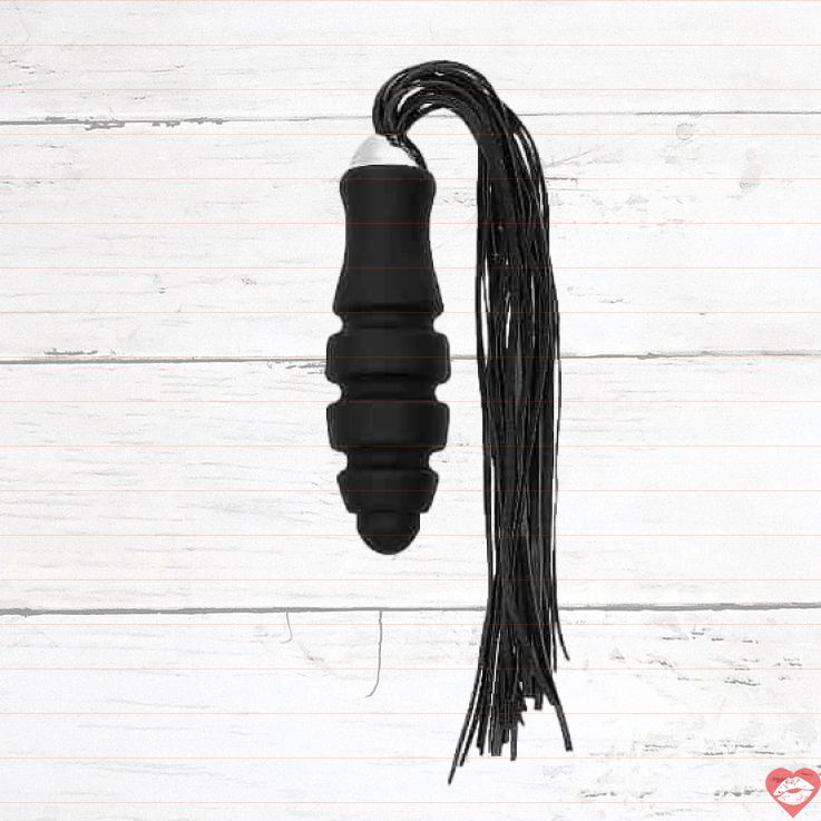 Shots Black Whip Flogger Plug Đen Da Giả 11cm Hấp Dẫn 