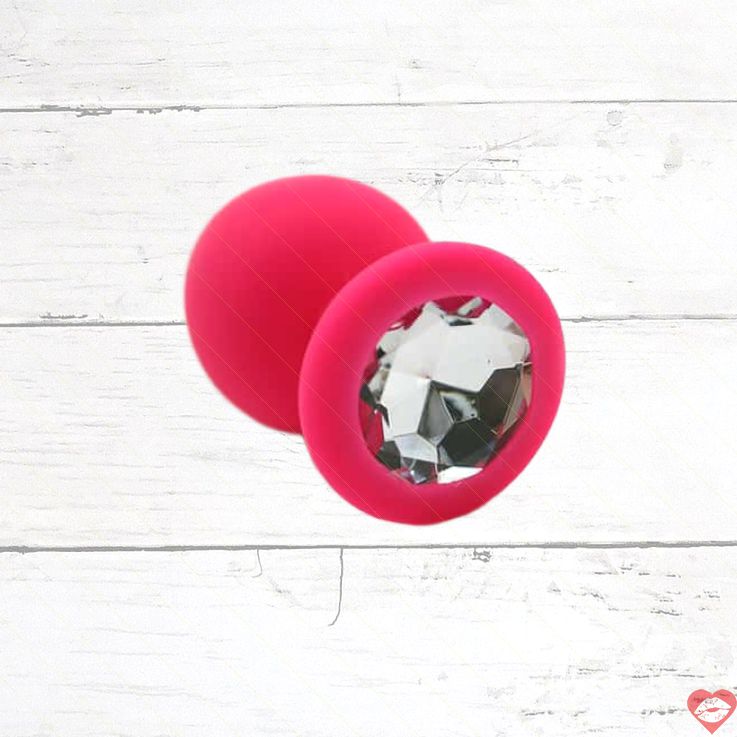 Plug Silicone Hồng Crystal Mông 3.5cm Sang Trọng Quyến Rũ 