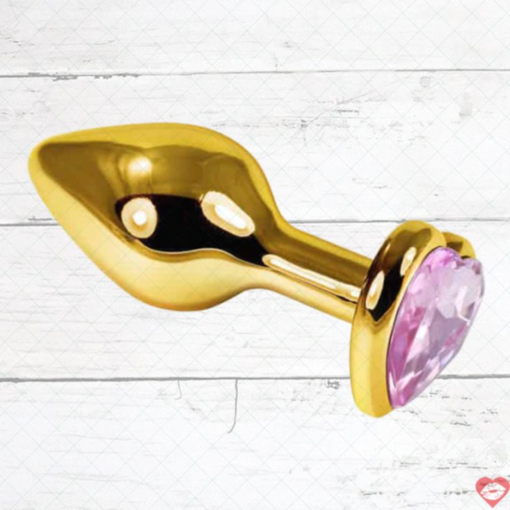 Butt Plug Tim Vàng Crystal Hồng LoveToys Sang Trọng