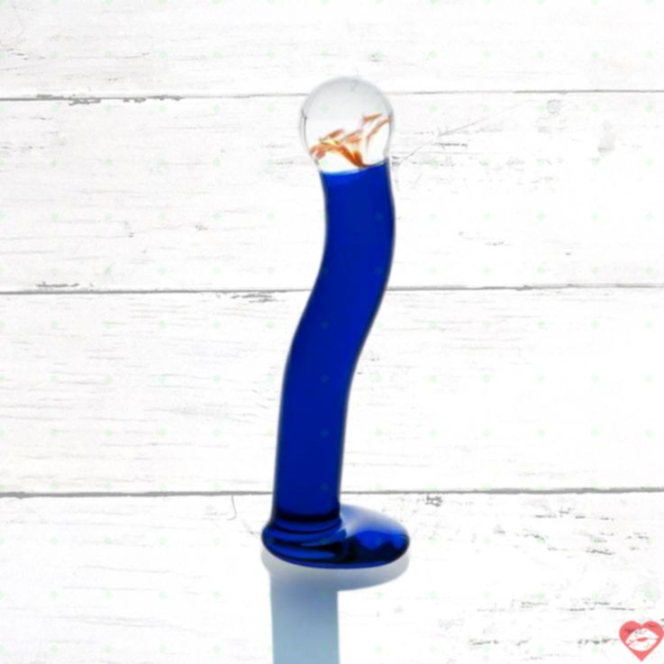 Dildo Kính Xanh Cong 17.5cm Đầu To Kích Thích 