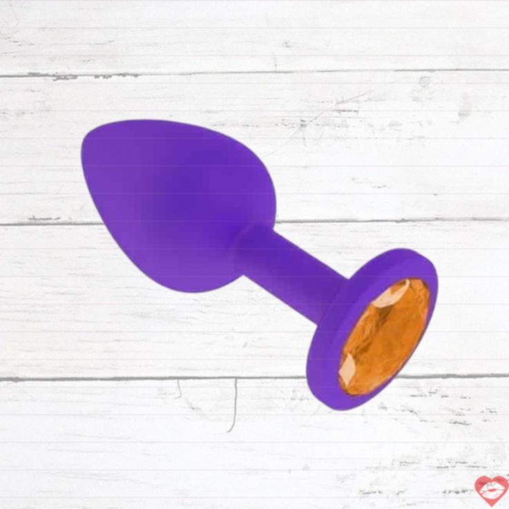Plug hậu môn Jaga-Jaga tím silicon pha lê cam