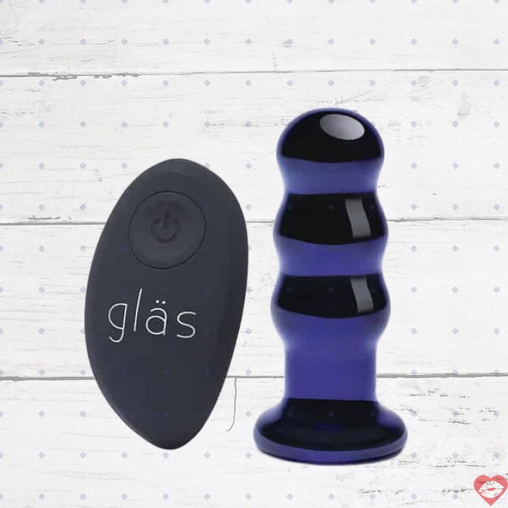 Glas Beaded Anal Plug Xanh Remote Siêu Mạnh