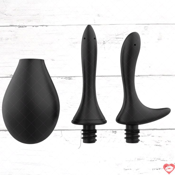Nexus Enema Kit Đen Silicone 2 Vòi Rửa Sạch