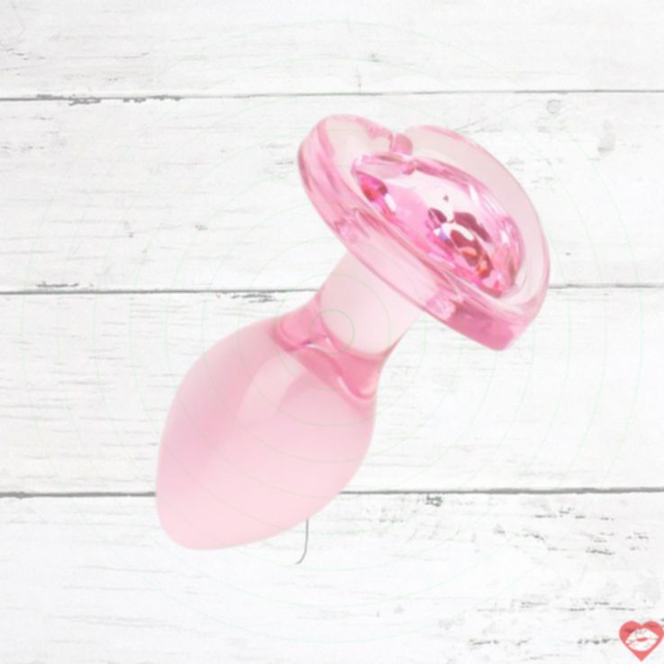 Plug hậu môn kính tim Easytoys hồng 7cm sang trọng kích thích