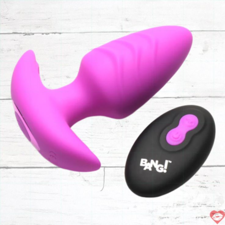 Bang! Plug Hậu Môn Tím Xoay Rung Nón Hình