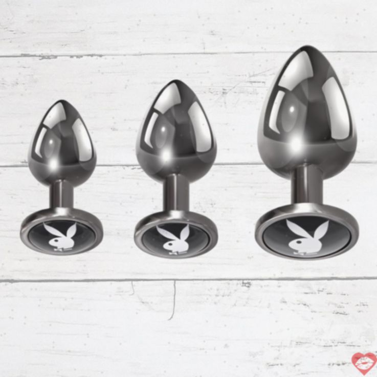 Playboy Plug Đít Nhôm Đen 3 Kích Cỡ Hot Nóng Bỏng