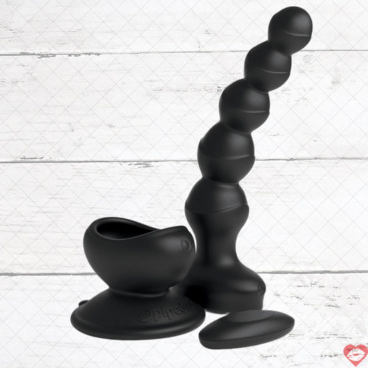 3Some hậu môn chuỗi rung đế hút đen 16.8cm waterproof
