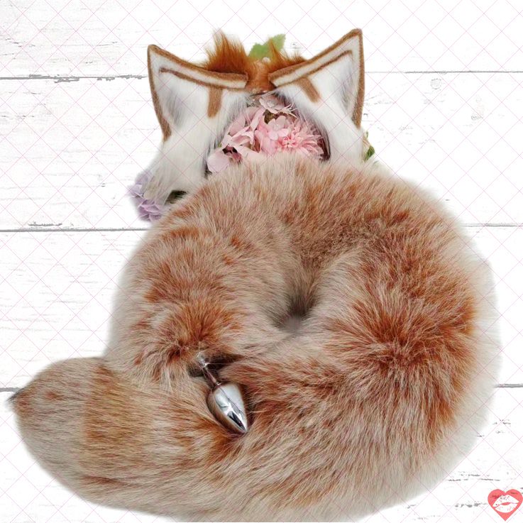 Real Fur Fox Tail Brown Plug Đuôi Cáo Hoang Dã 