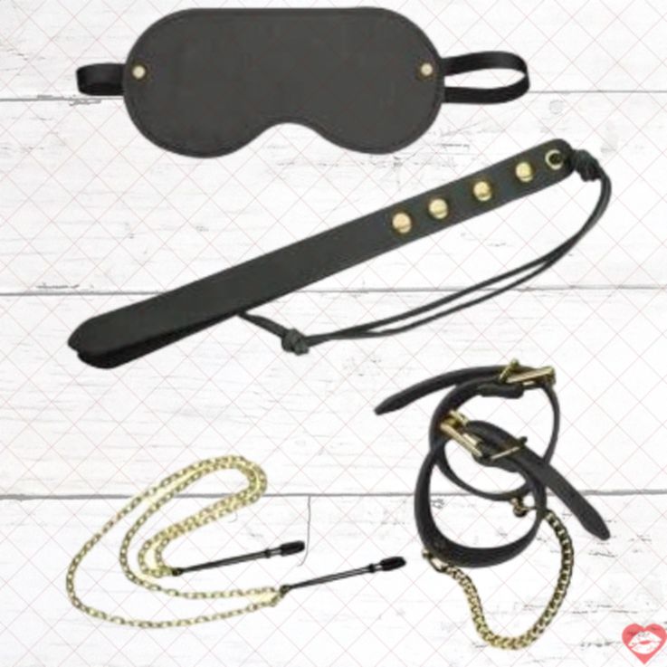 Bộ BDSM Da Đen Spartacus Kink Kit - Kích Thích Nồng Cháy 