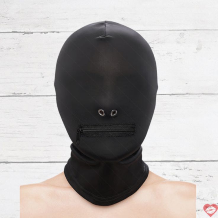 Taboo Zipper Mouth Hood Đen Kiểm Soát Nô Lệ Siêu Nóng