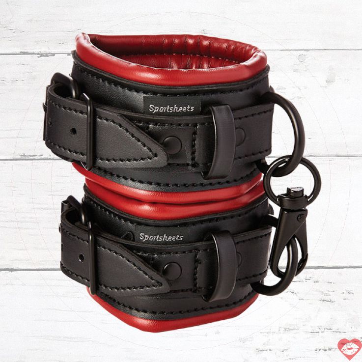 Sportsheets Saffron Cuffs Da PU Đỏ Nữ Quyền Bondage