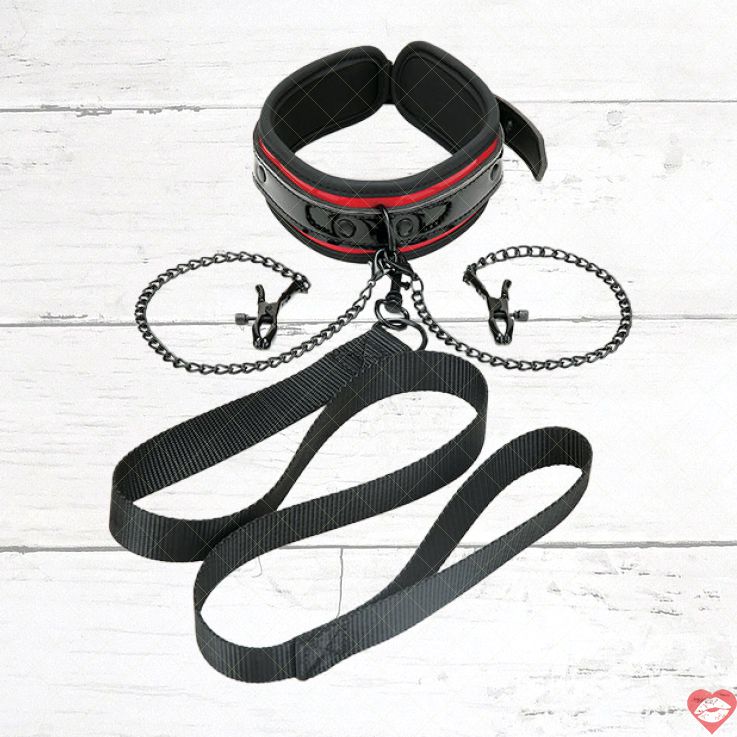 WhipSmart Collar Kẹp Vú Tim Đen BDSM Điều Chỉnh Dễ