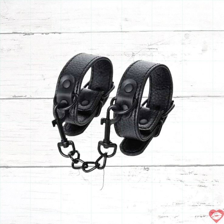 Còng Tay Toyfa Theatre Da Đen Hẹp 26.5cm BDSM Quyến Rũ