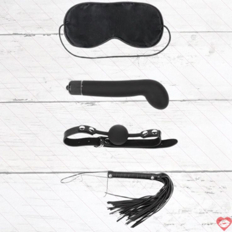 LoveToy Deluxe BDSM Kit 4 món da giả rung kẹp miệng