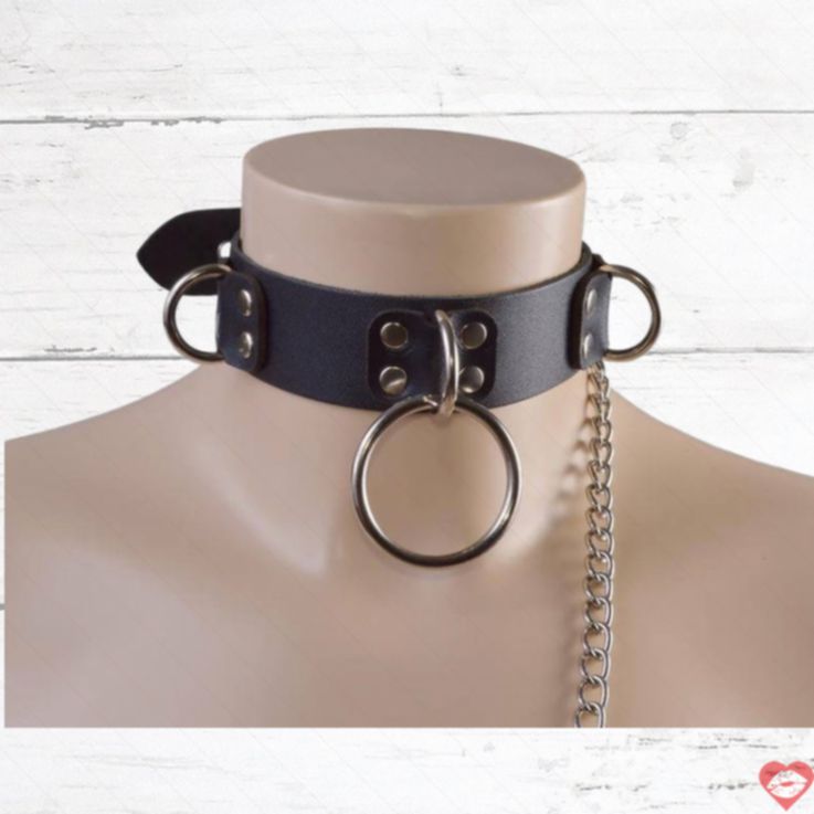 Sitabella Big Ring Collar Đen Da Thật Điều Chỉnh