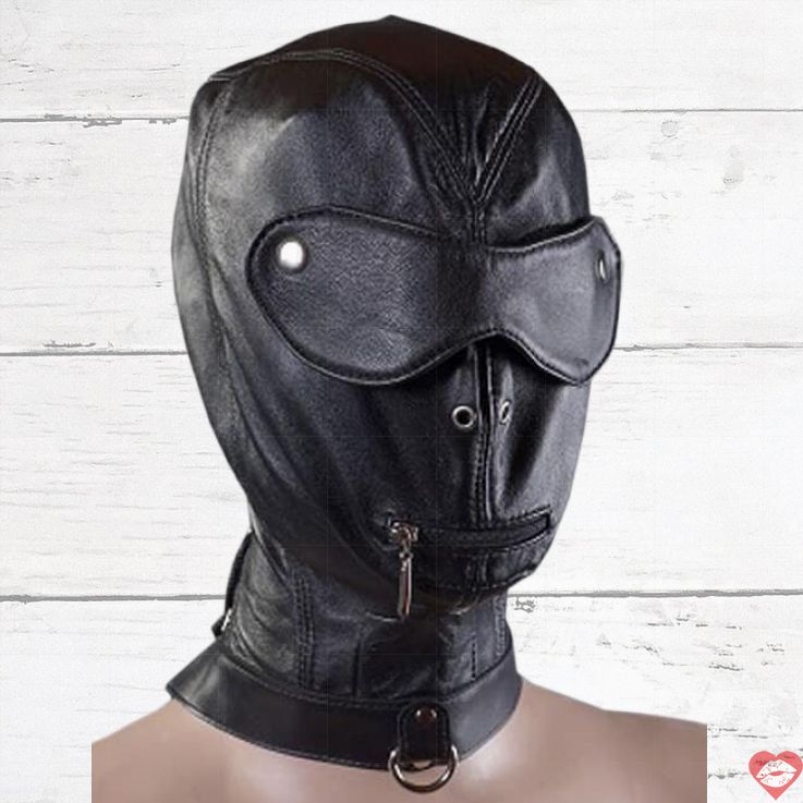 Podium Mũ Đinh Mù Vòng Cổ Da Đen BDSM Kiểm Soát Tuyệt Đối 