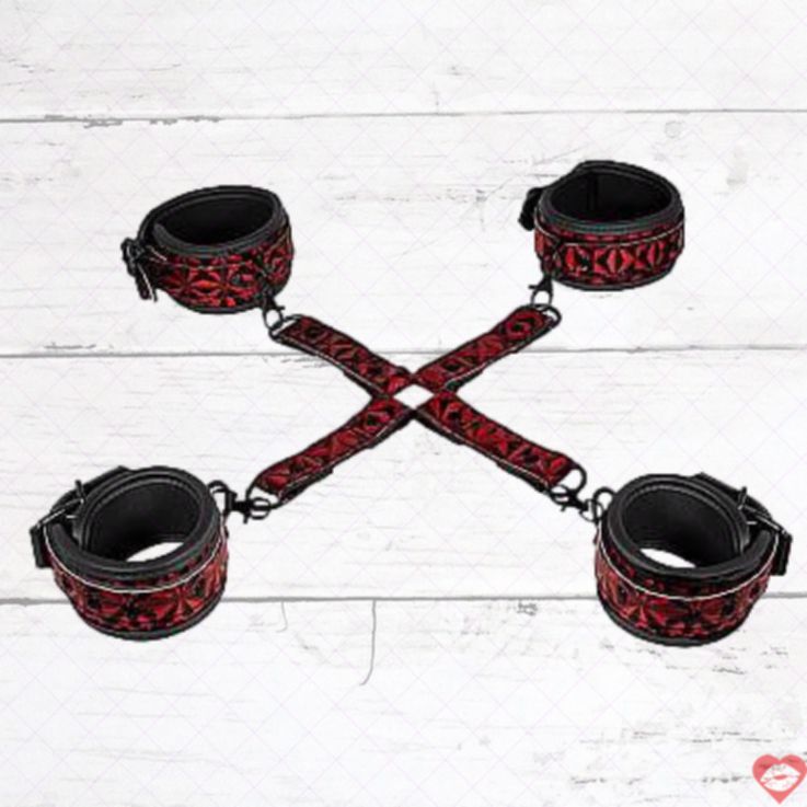 Shots Ouch Hogtie Đỏ Kẹp Tay Chân Cao Cấp