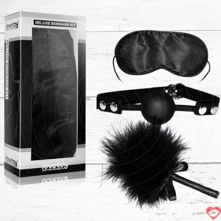 Bộ LoveToy Đen Mặt Nạ Gag Lông Quyến Rũ
