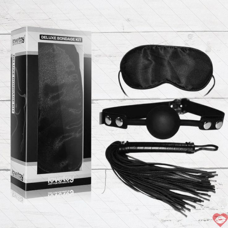 LOVETOY Bộ BDSM Đen Mặt Nạ Kẹp Đánh Siêu Hấp Dẫn