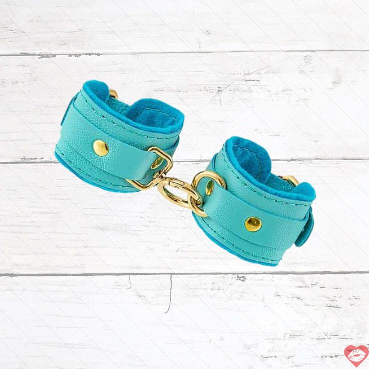 Khóa Tay Mini Pecado BDSM Da Xanh 4cm