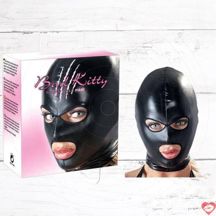 Mặt Nạ Đầu Kopfmaske Đen Mở Miệng Mắt BDSM Nóng