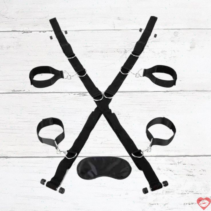 Lux Fetish Cross Khung Cửa BDSM Mặt Nạ Đen Kích Thích