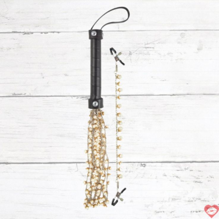 Nasstoys Whip Ngọc Trai Vàng Kẹp Vú BDSM Sang