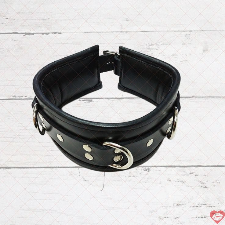 Rouge Leather Padded Collar Đen Thoải Mái Chắc Chắn
