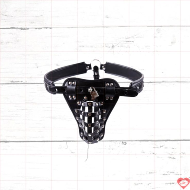 Thong Pouch Buckle Lock Cage Da PU Đàn Ông Sexy