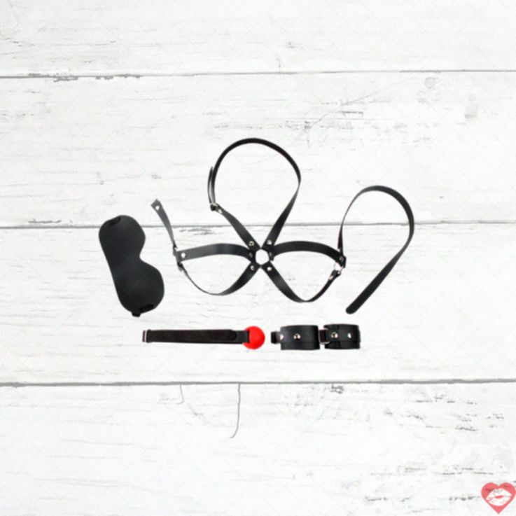 Bộ bondage da beginner 4 món, mù mắt còng tay an toàn
