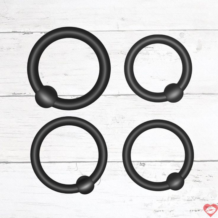 Addicted Toys Penis Ring Set Đen Silicone Kích Thích