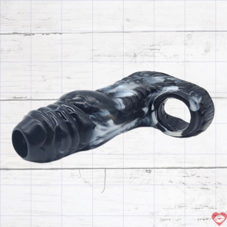 FAAK thú dữ penis sleeve đen trắng 13.5cm tăng kích thước