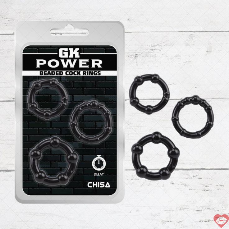 Chisa Chuỗi Hạt Cock Ring Đen Siêu Kéo Giãn