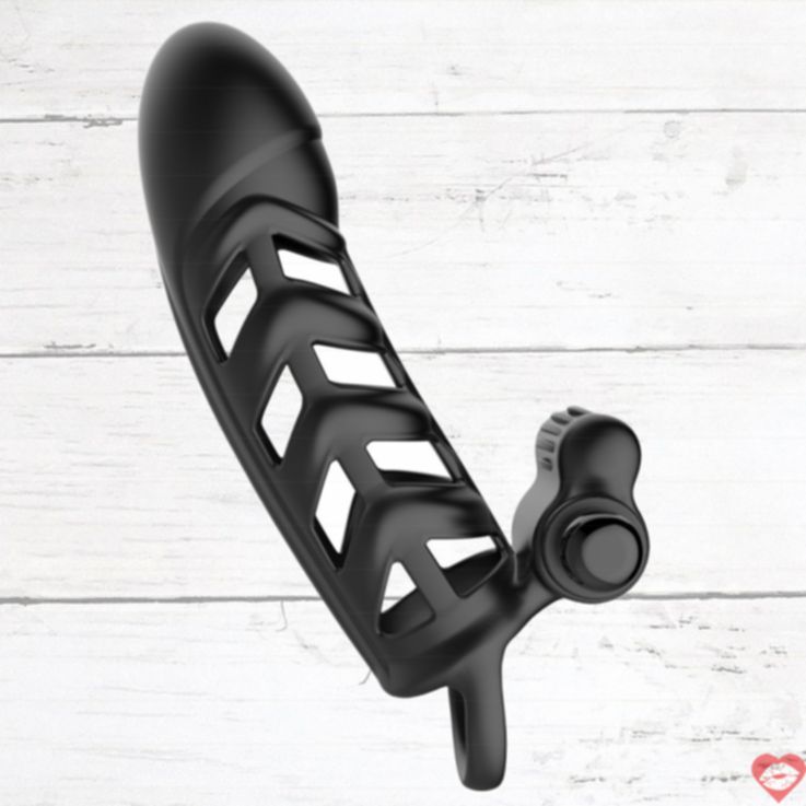 Malesation Penis Sleeve Clit Vibrator Đen Đức Siêu Rung
