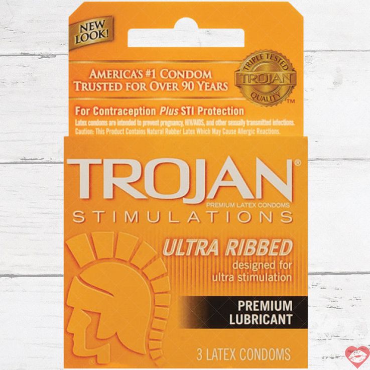 Bao Cao Su Trojan Ultra Ribbed Gân Nổi 3 Gói Kích Thích 