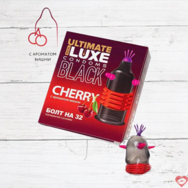 Luxe Black Bolt Bao Cao Su Đen Cherry Kích Thích Hương 