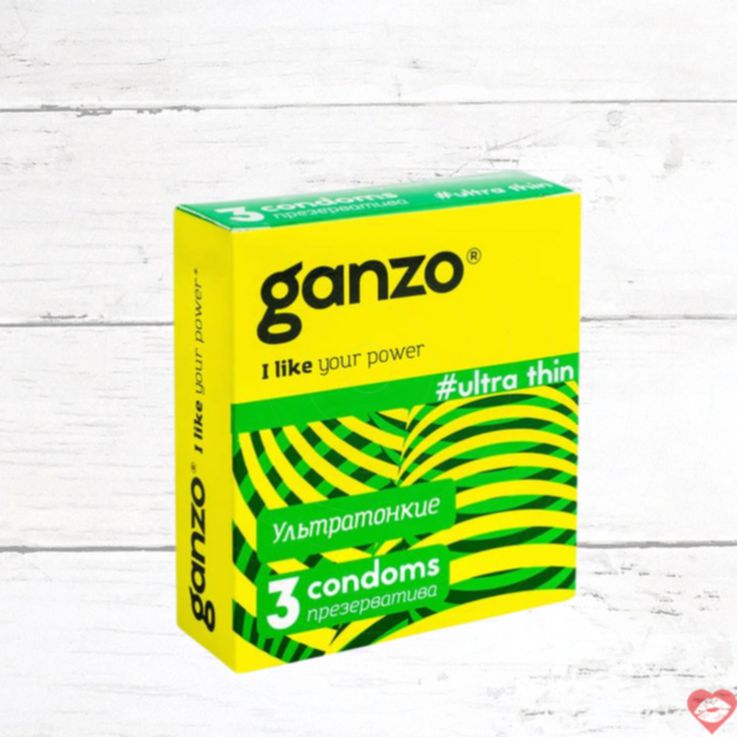 Ganzo Ultra Thin Bao Cao Su 3pcs Siêu Mỏng Thật 