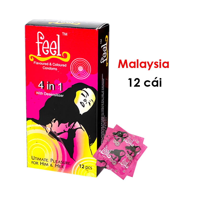 Bao cao su Feel 4 in 1 - Kéo dài thời gian - Hộp 12