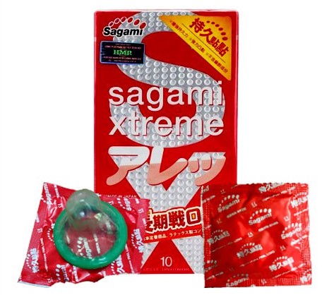 Bao Cao Su Sagami Xtreme Feel Long gân gai Hộp 10 siêu mỏng