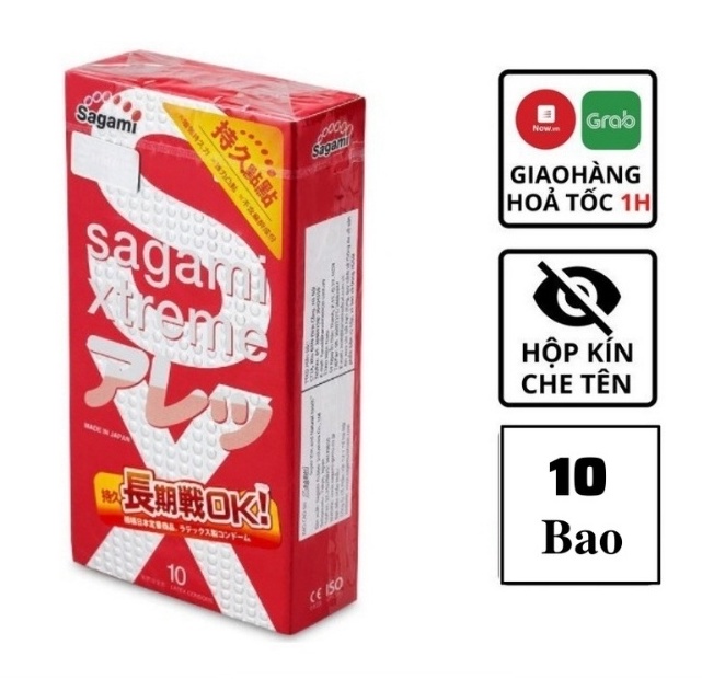 Bao Cao Su Sagami Xtreme Feel Long gân gai Hộp 10 siêu mỏng