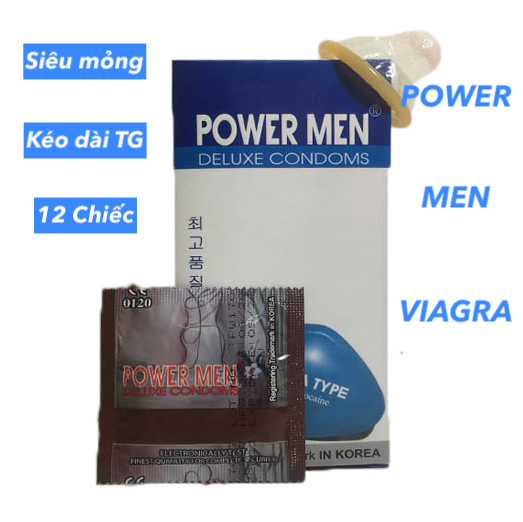 Bao cao su Powermen Viagra Type siêu mỏng kéo dài thời gian quan hệ
