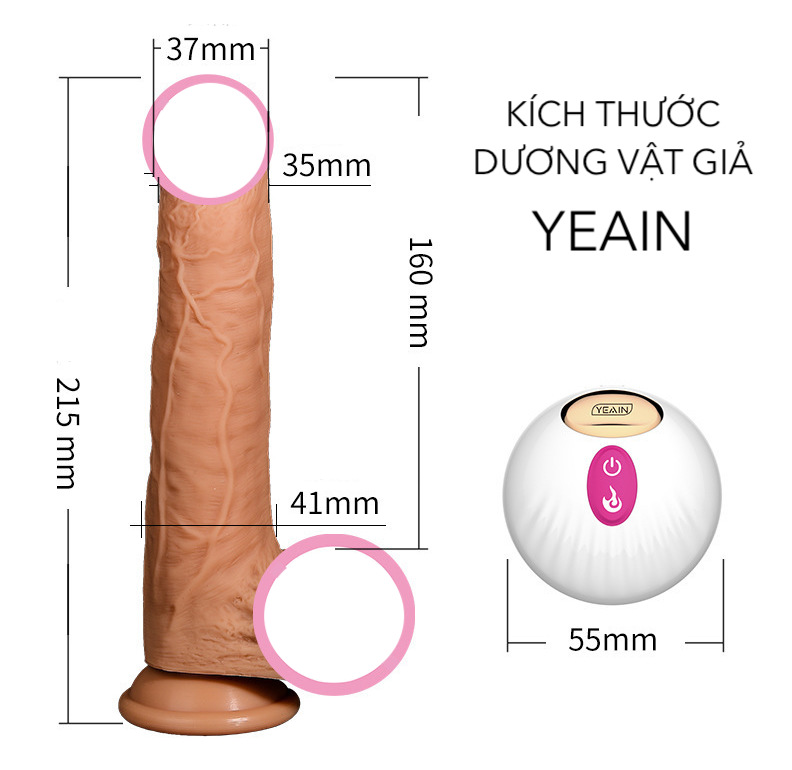 Dương Vật Giả Gắn Tường YEAIN G Point Rung Thụt, Tỏa Nhiệt, Điều Khiển Xa