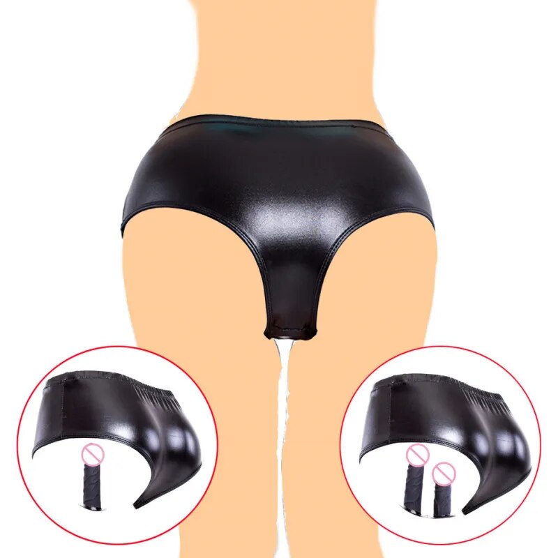 Review Dương vật giả gắn quần lót da PU sextoy đồ chơi cho les hàng mới về