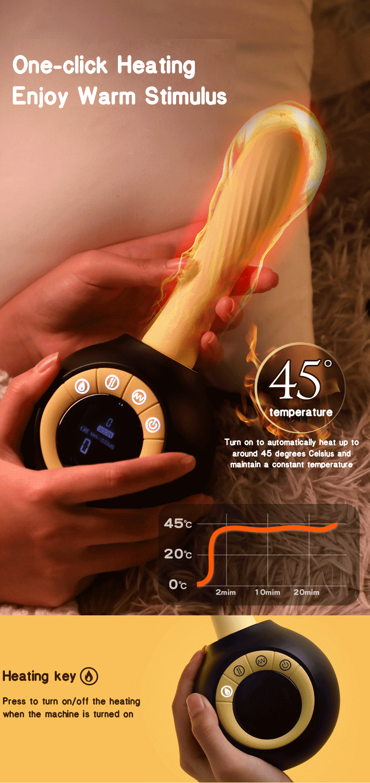 Dildo rung thụt điều khiển từ xa màn hình LCD toả nhiệt cao cấp