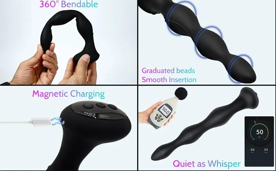 Que rung silicon mềm uốn cong kích thích hậu môn toả nhiệt