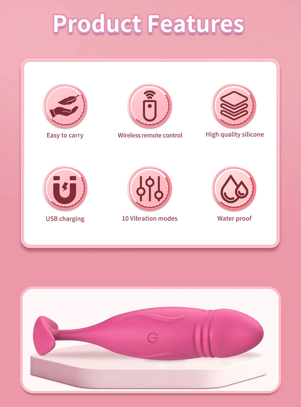 Trứng Rung Tình Yêu Remote Hình Dương Vật Kích Thích Massage Sung Sướng