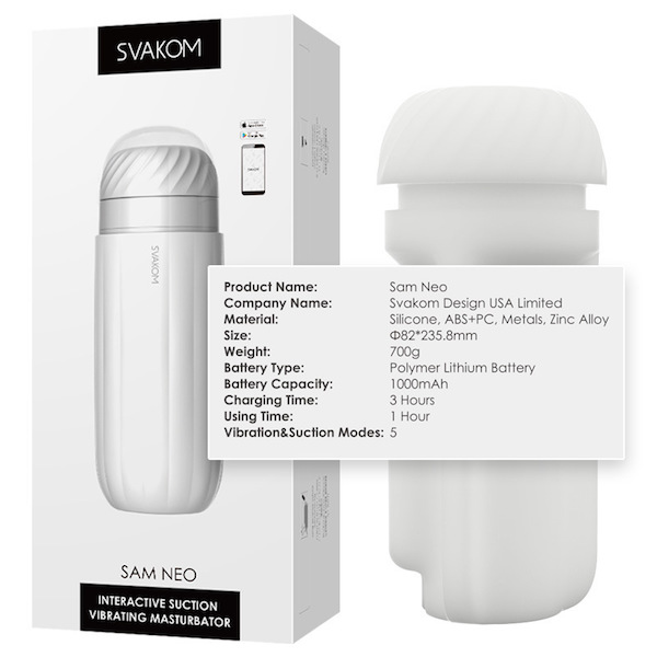 Âm đạo giả Svakom Sam Neo điều khiển qua app, webcam tương tác, trải nghiệm thực tế