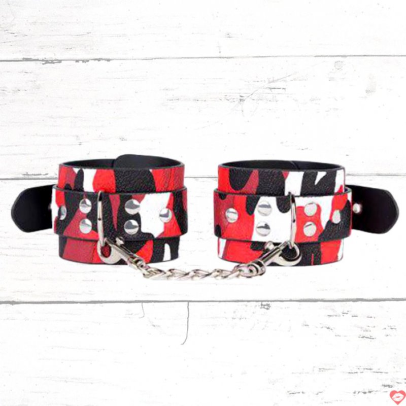 Còng tay da PU camouflage chất lượng cao, thời trang bạo dâm 